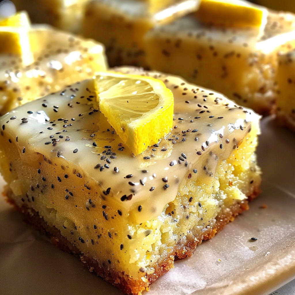 Glazed Lemon Poppy Seed Bars Recipe