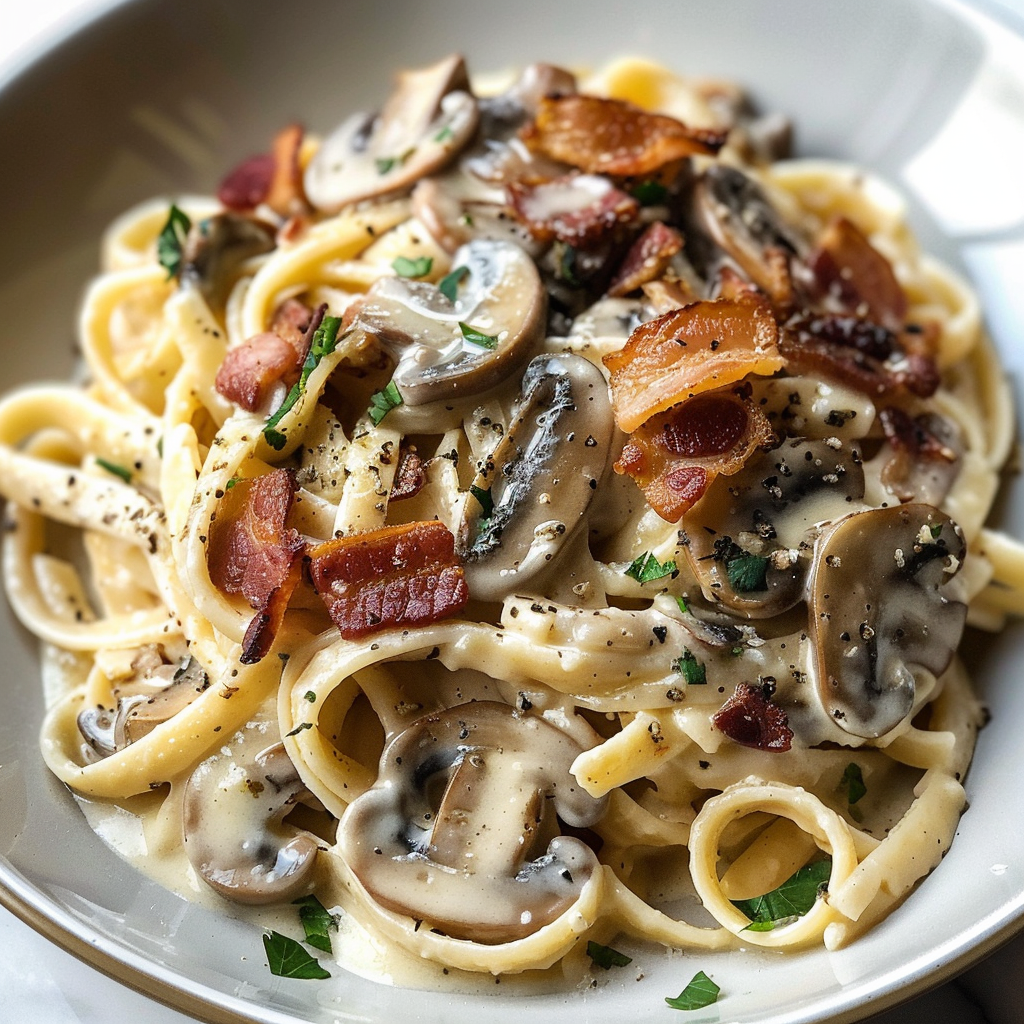 Creamy Bacon Mushroom Pasta
