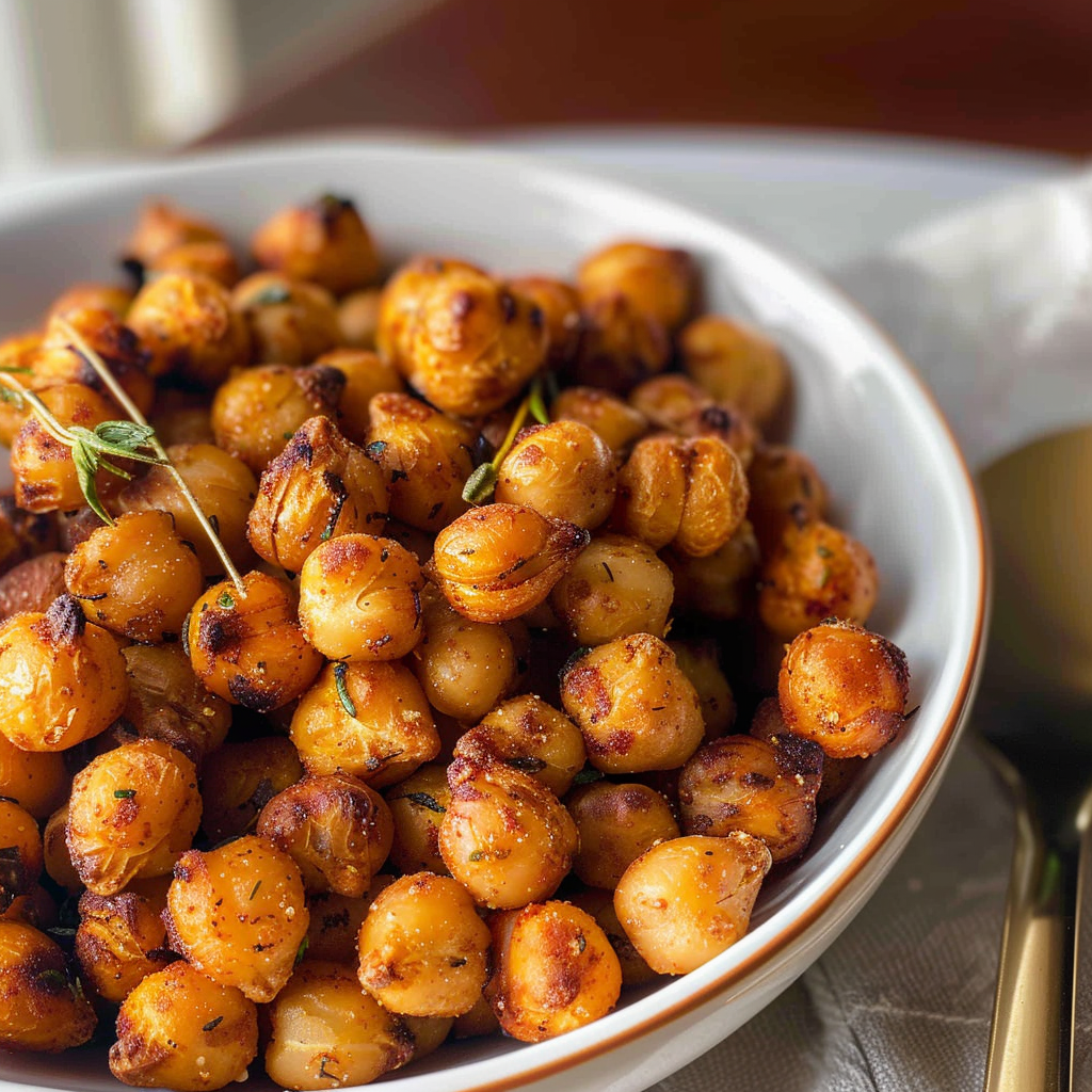 Crispy garlic air fried chickpeas