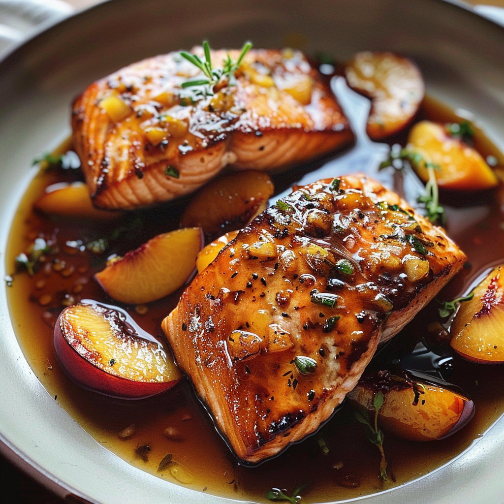 Bourbon Peach Roasted Salmon