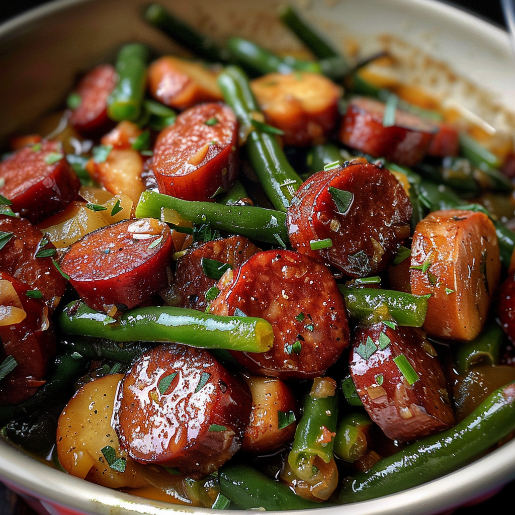 Crockpot Kielbasa and Green Beans