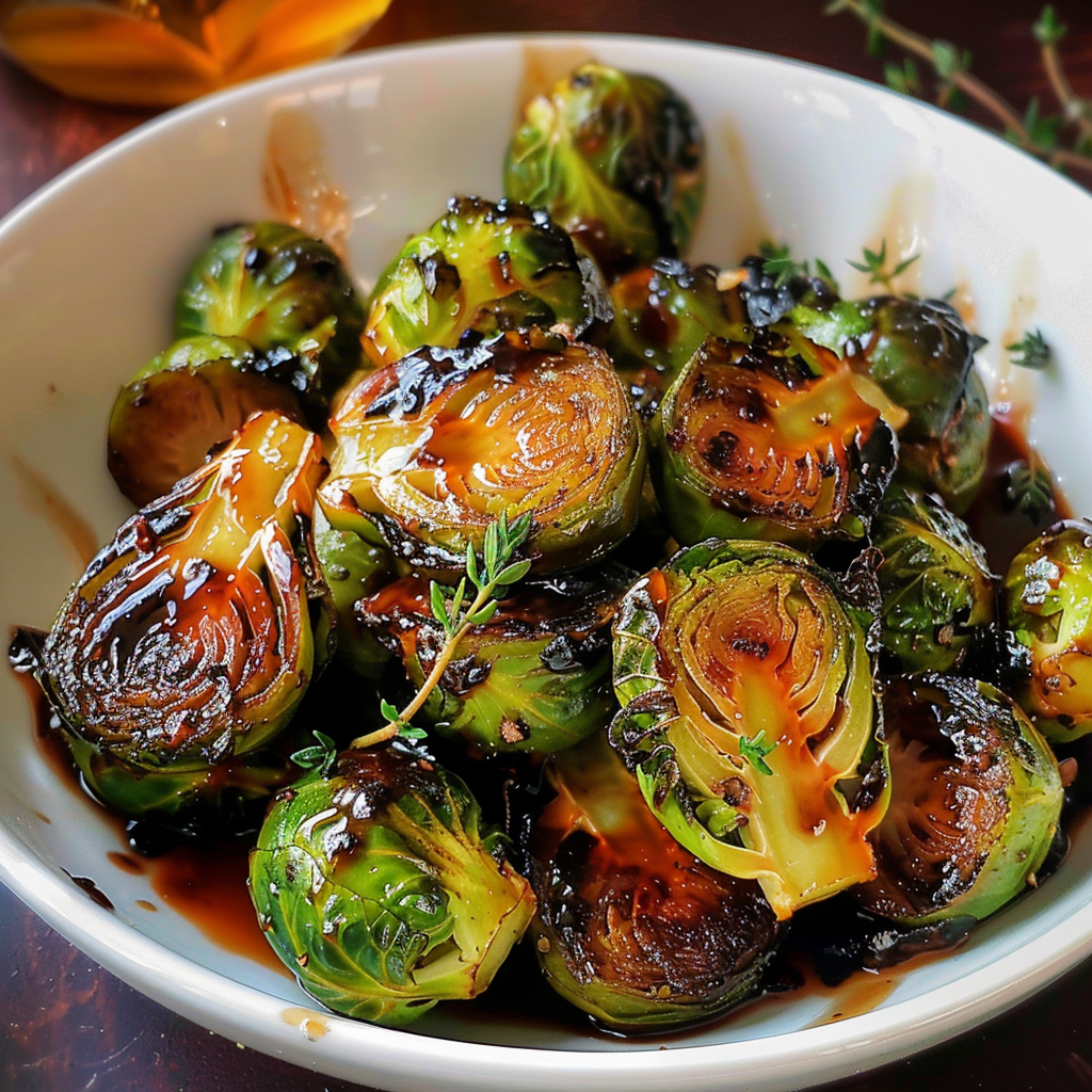 Honey balsamic glazed brussels sprouts