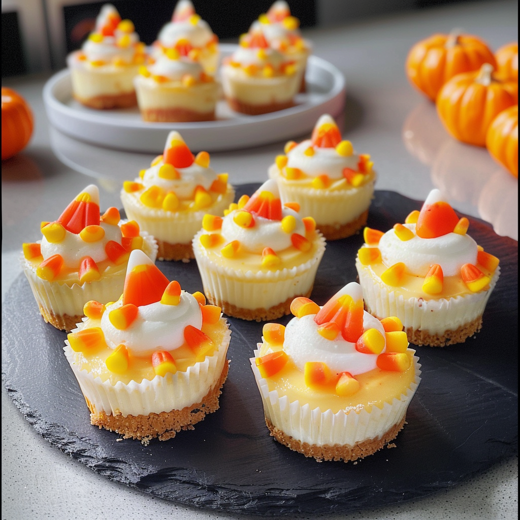 Mini Candy Corn Cheesecakes
