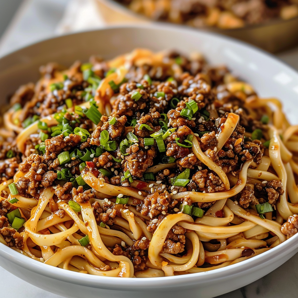 Mongolian Ground Beef Noodles