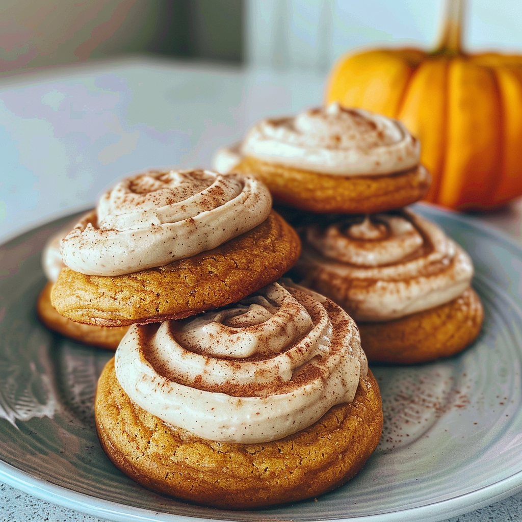 soft pumpkin cookies with cinnamon frosting