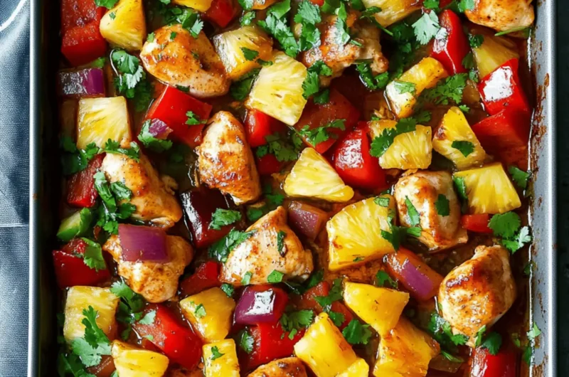 Sheet Pan Hawaiian Chicken with Pineapple and Peppers