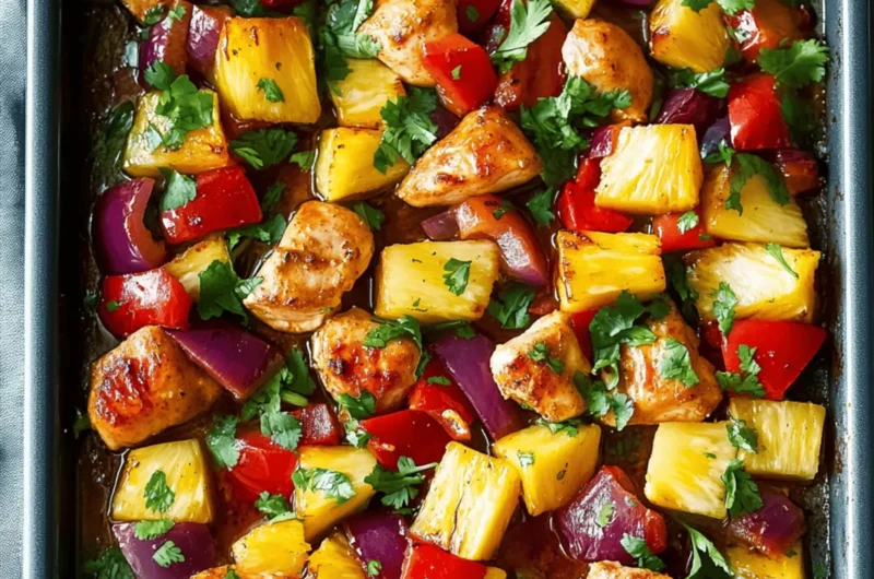 Sheet Pan Hawaiian Chicken with Pineapple and Peppers