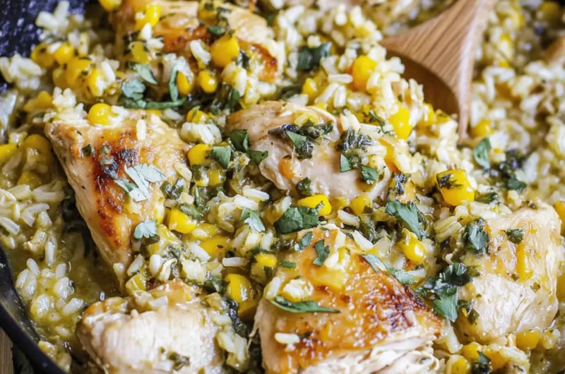 Salsa Verde Chicken & Rice Skillet