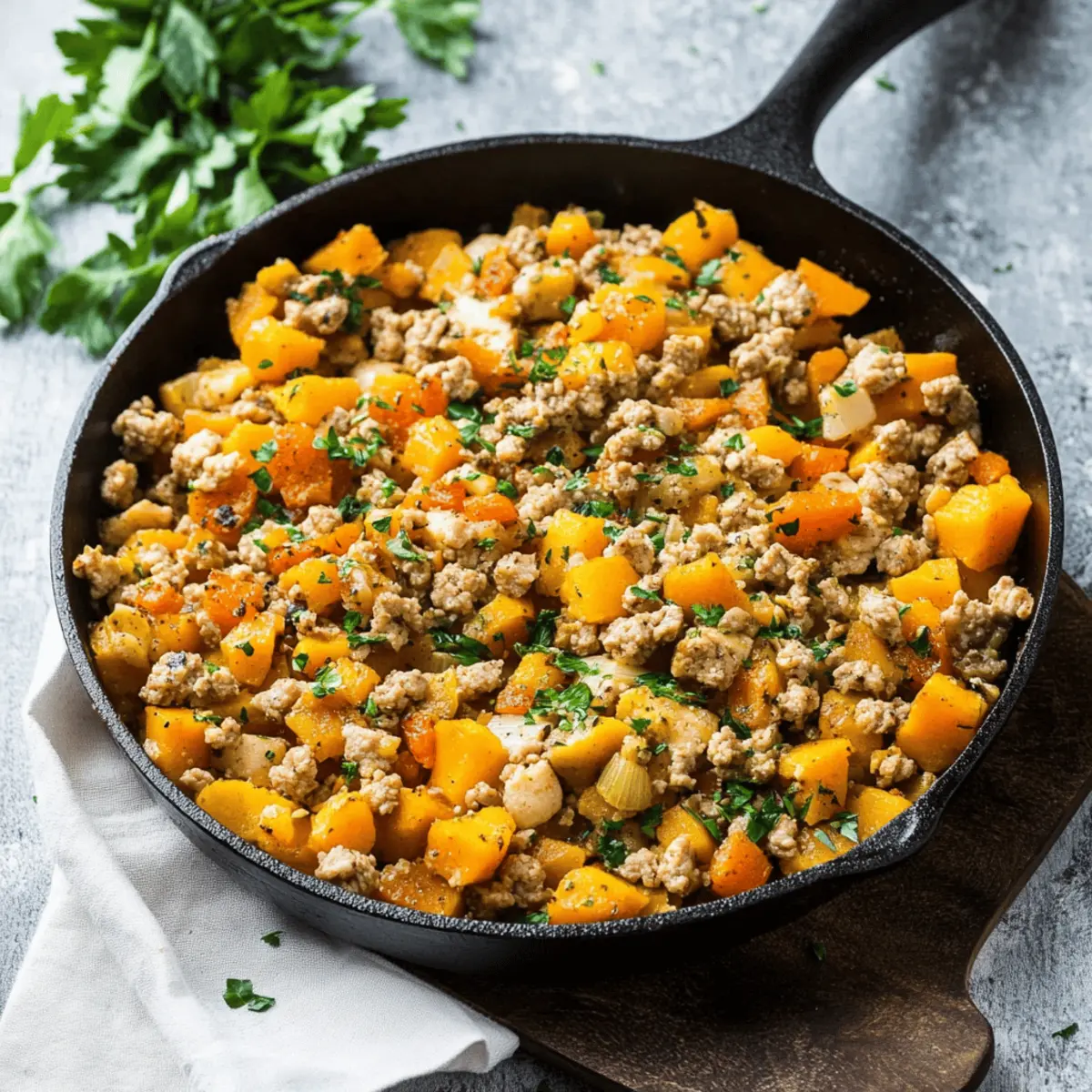 Ground Turkey Butternut Squash Skillet